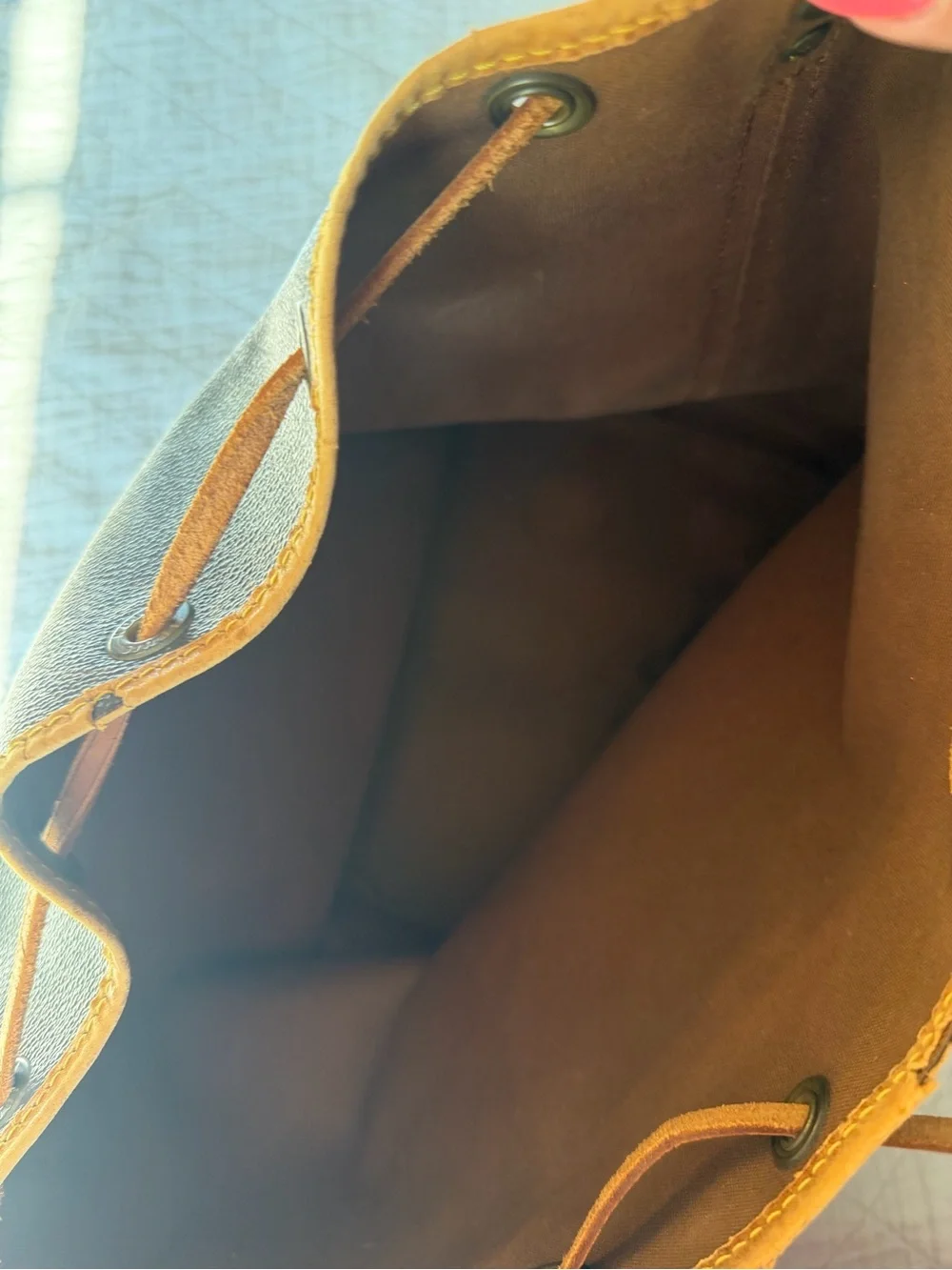 Vintage Louis Vuitton Monogram Drawstring Shoulder Bag in Brown and Tan